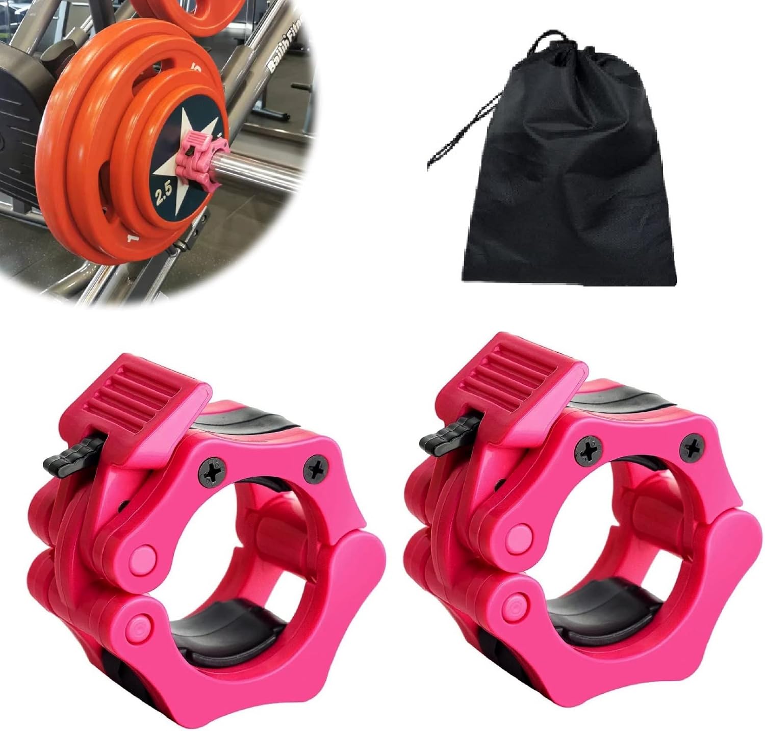 Barbell Clamps Olympic Bar Collars 2 Inch Quick Release Barbell Lock Clamp